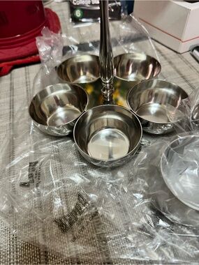 Stainless Steel 9-Compartment Serving Tray - Silver